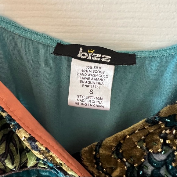 Vintage Y2K Beaded Silk Velvet Floral Boho Fairy Babydoll Mesh Tank Top - Picture 8 of 13